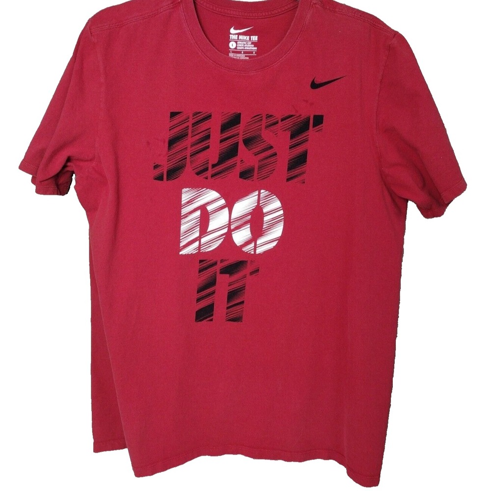 The Nike Tee Men's T-Shirt Sz Large Red Cotton "Just Do It" - L